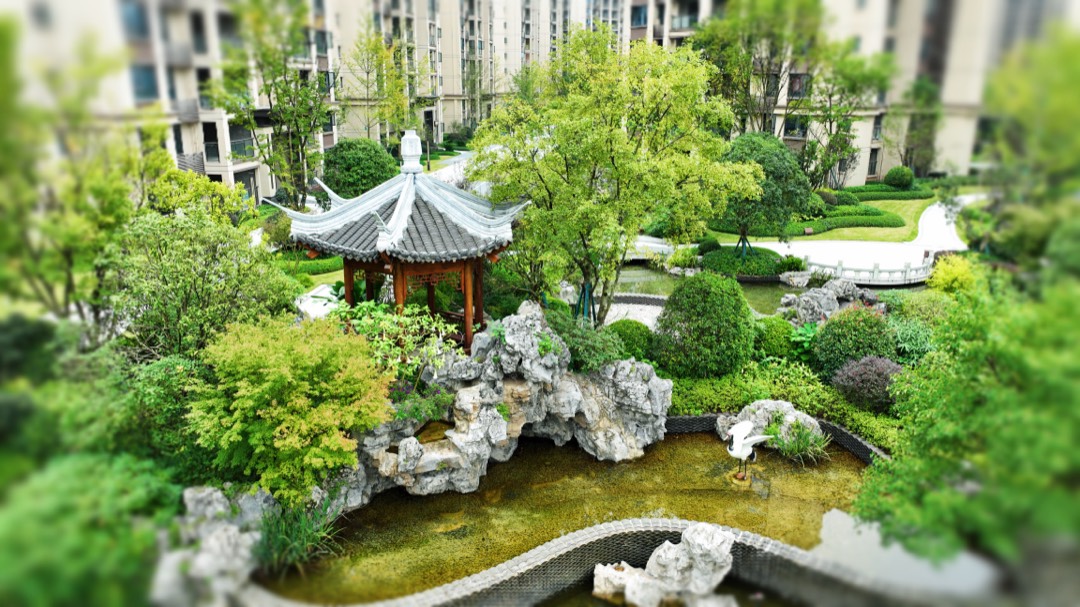 龙鑫往期项目中庭园林水景